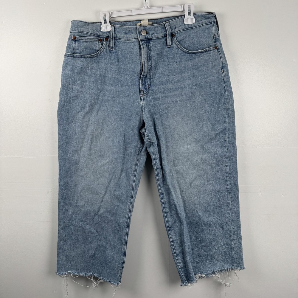 Madewell Jeans Womens 33 (36x22) Blue The Perfect Vintage Wide Leg Crop Frayed